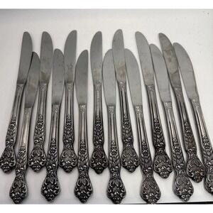 14‎ -Versailles Stainless Steel Flatware  Japan Rose  Knives Floral Pattern 9"